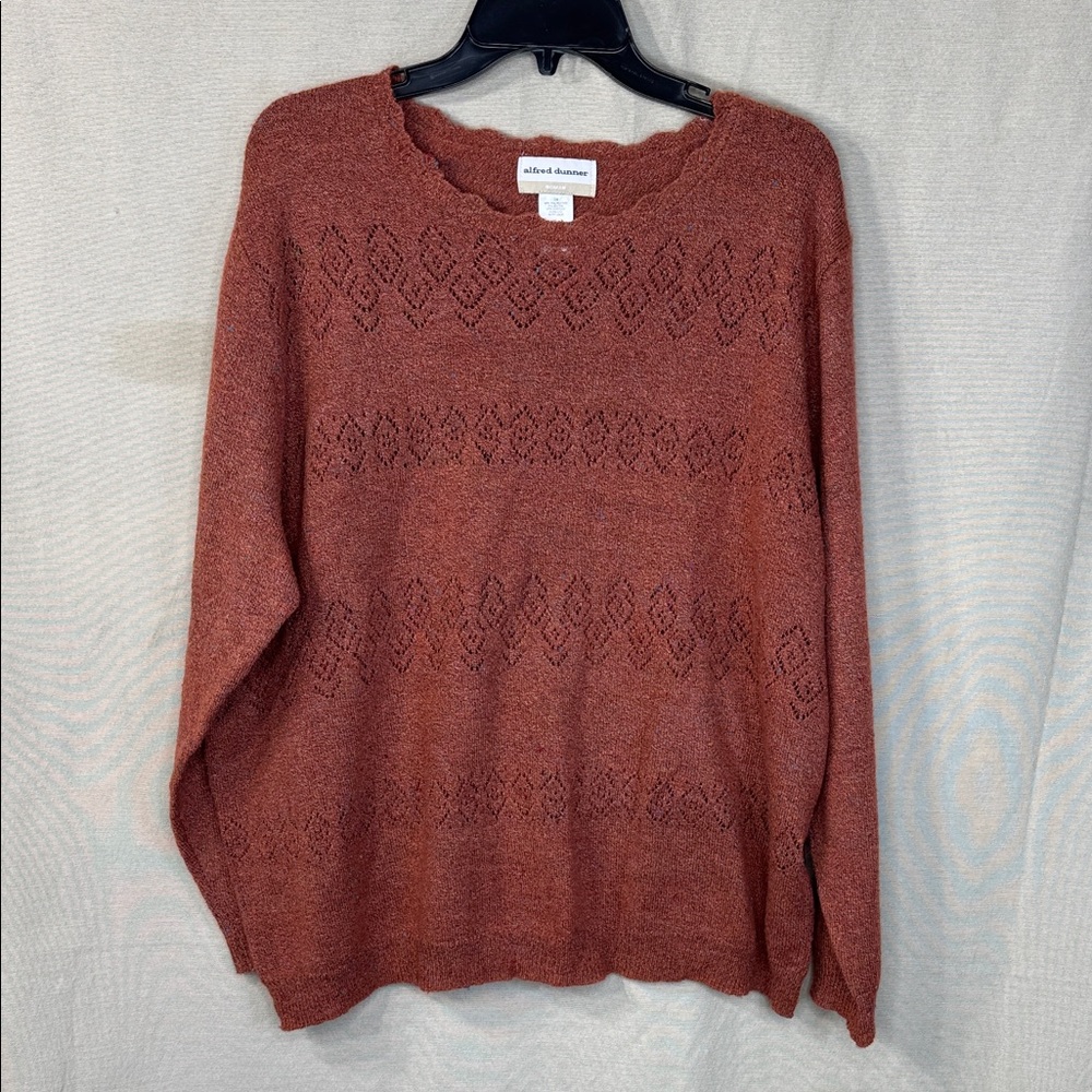 Alfred Dunner Sweater Red Scalloped Crew Neck in Size 2X  NWT